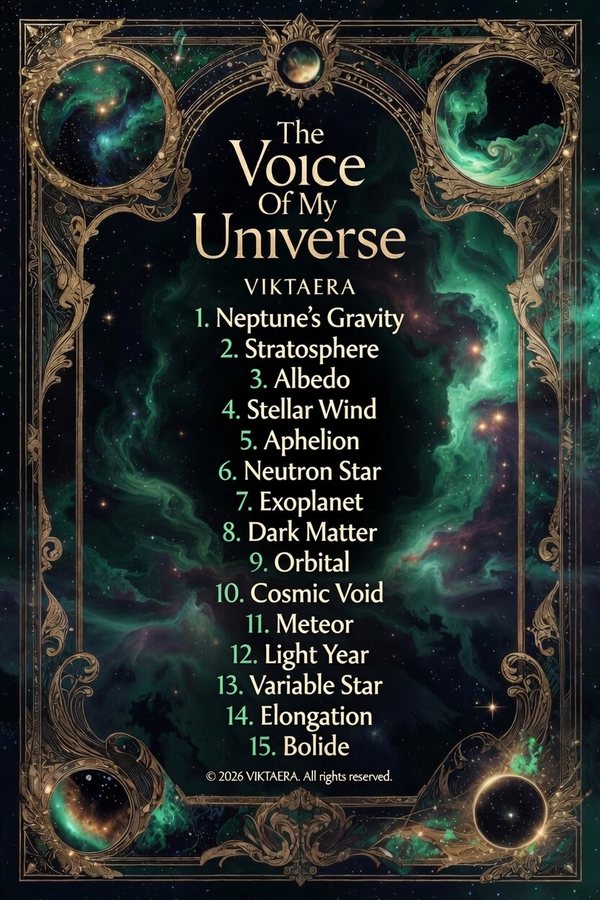 Ornate tracklist artwork for The Voice Of My Universe